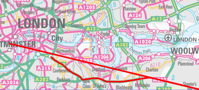 Map of Watling Street in south London