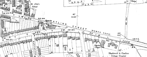 map showing original direction of Watling Street